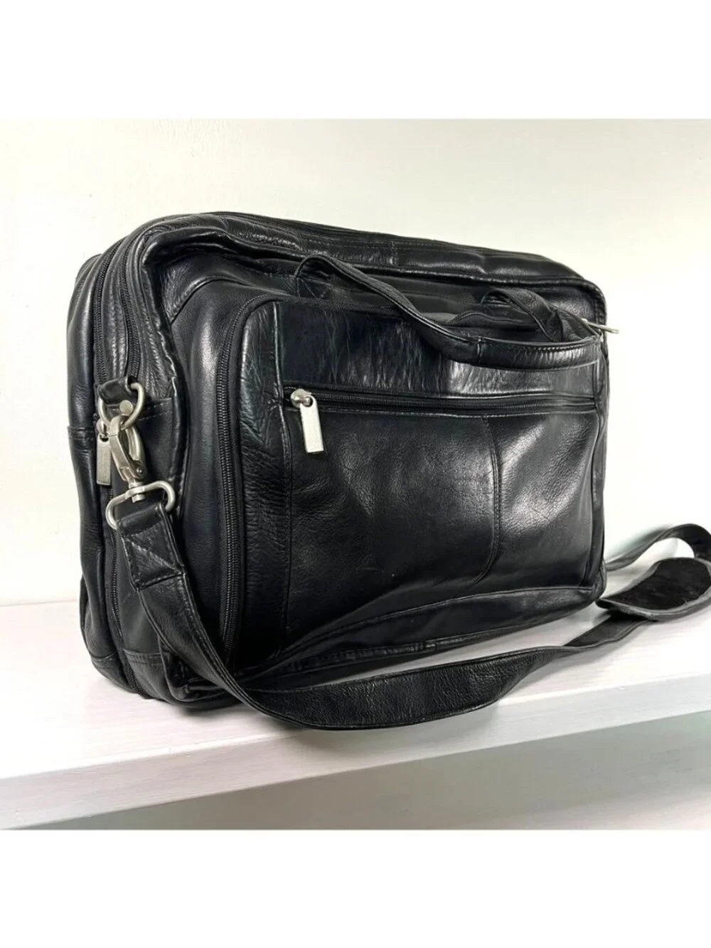Genuine Leather Executive Briefcase Laptop Bag Expandable Office Travel Carryall
